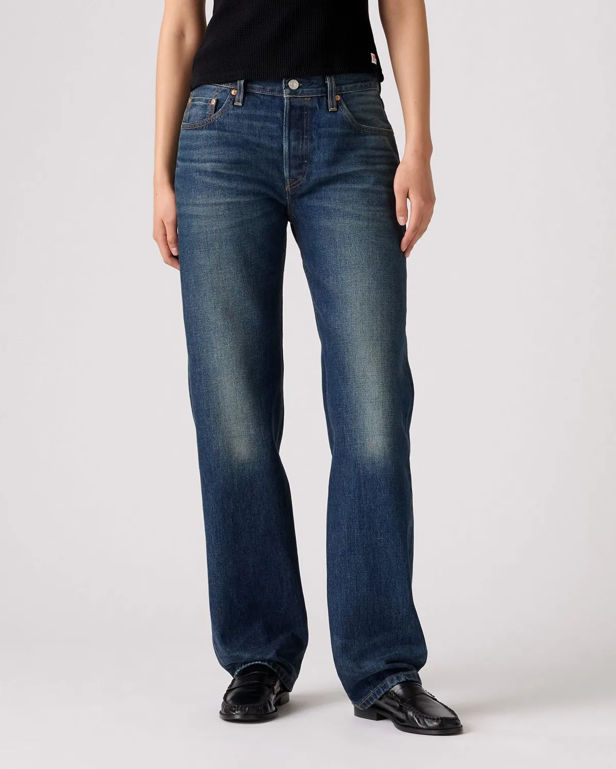 Levi's? Womens 501 90's Relaxed Straight Fit Selvedge Jeans - Educate In Arts On The Go Belt Loop Reinforcement