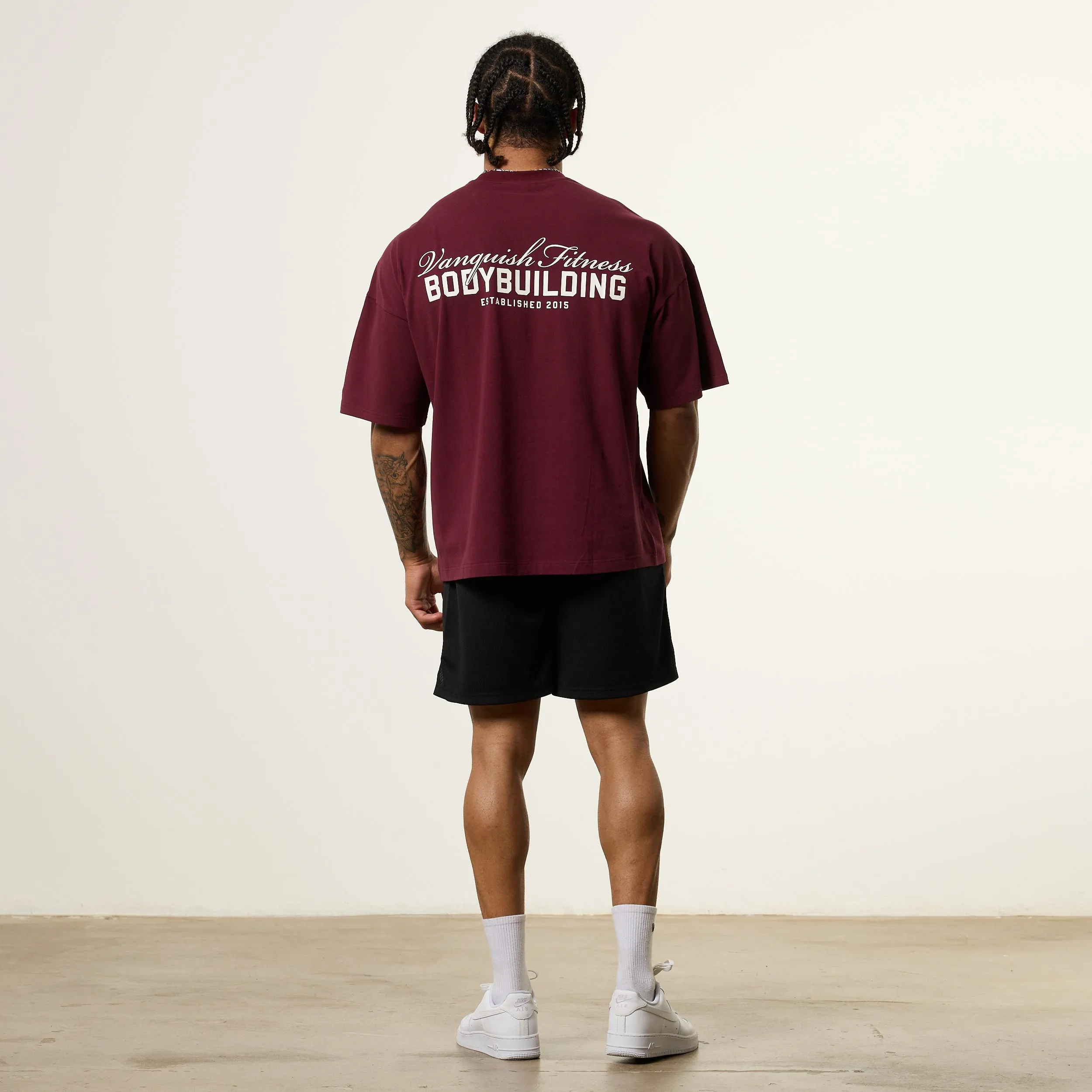 Vanquish Bodybuilding Oxblood Oversized Boxy T Shirt Brushed Interior Lining Weekend Ready