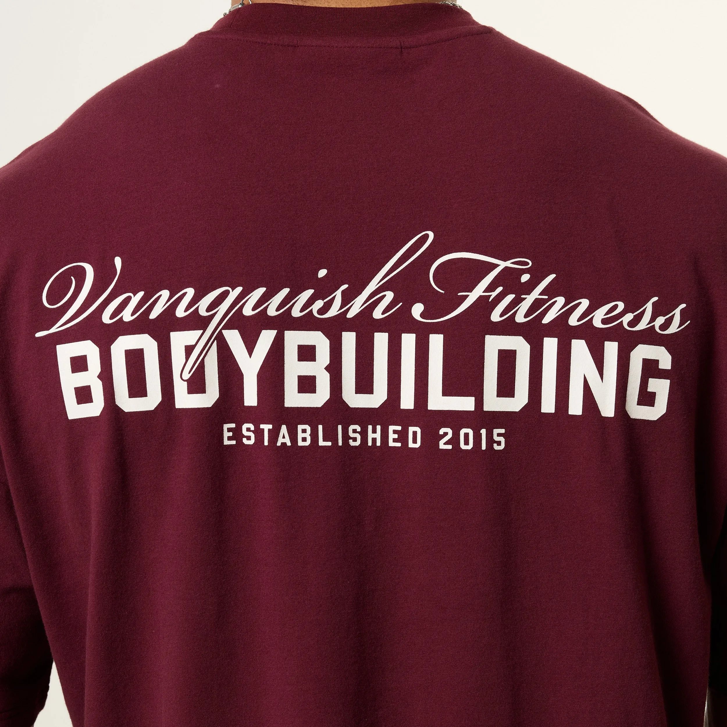 Vanquish Bodybuilding Oxblood Oversized Boxy T Shirt Relaxed Armhole Cut Office Casual