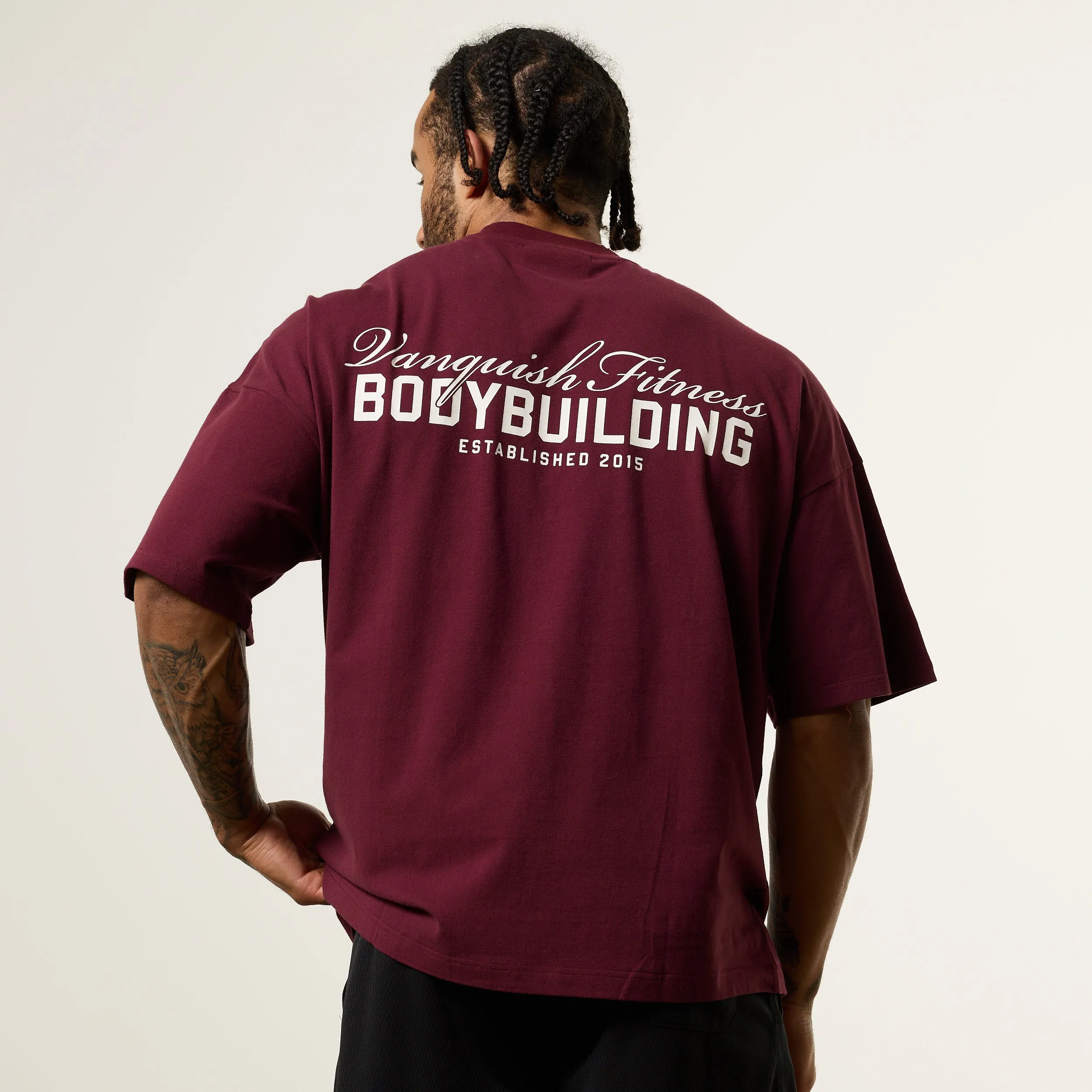 Vanquish Bodybuilding Oxblood Oversized Boxy T Shirt Holiday Style Trend Non-toxic