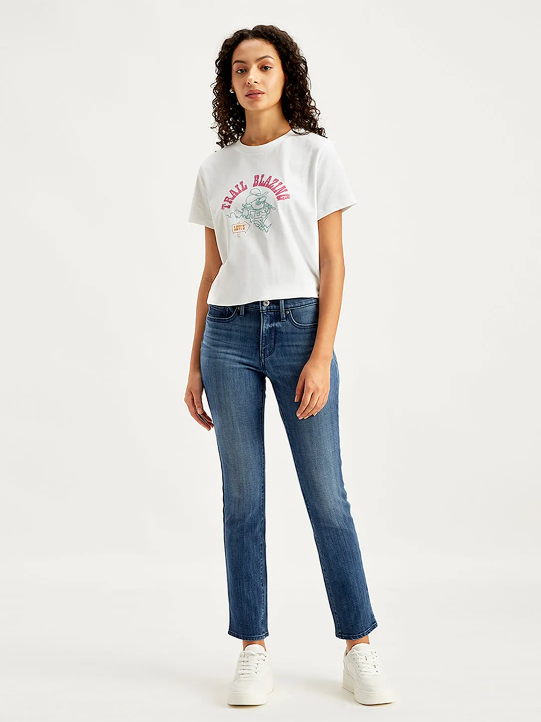 Women's 312 Blue Straight Fit Mid Rise Jeans Style Upgrade