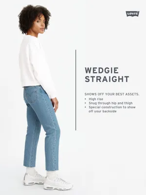Fit And Easy Women's Blue Wedgie Straight Fit Mid Rise Jeans