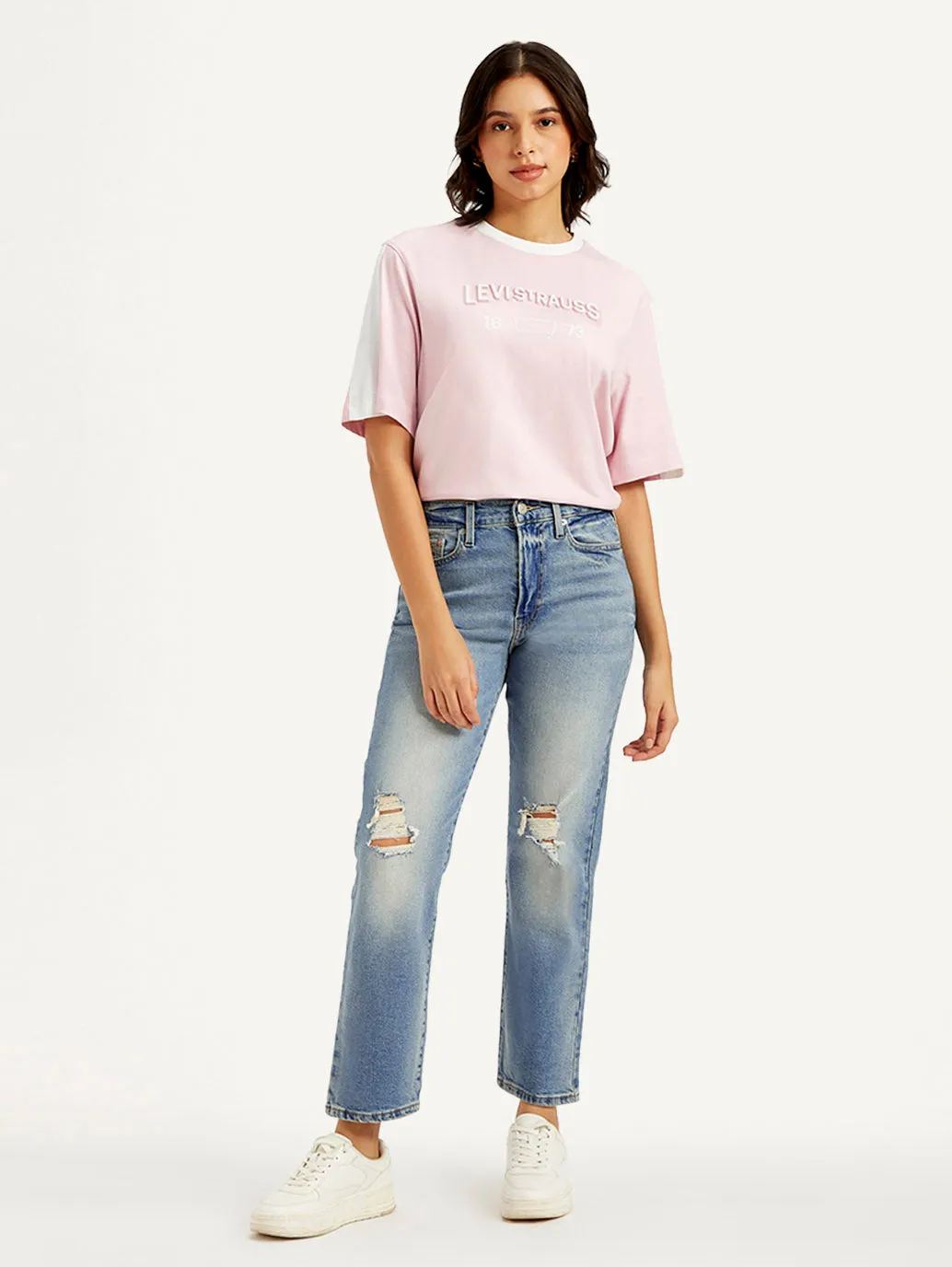 Basic Necessity Women's Blue Wedgie Straight Fit Mid Rise Jeans