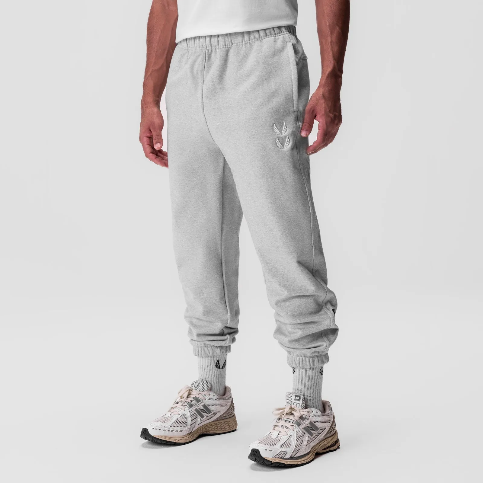 0655. Tech-Terry? Oversized Sweats - Heather Grey "Stacked Wings" Padded hips Anti Pilling Surface