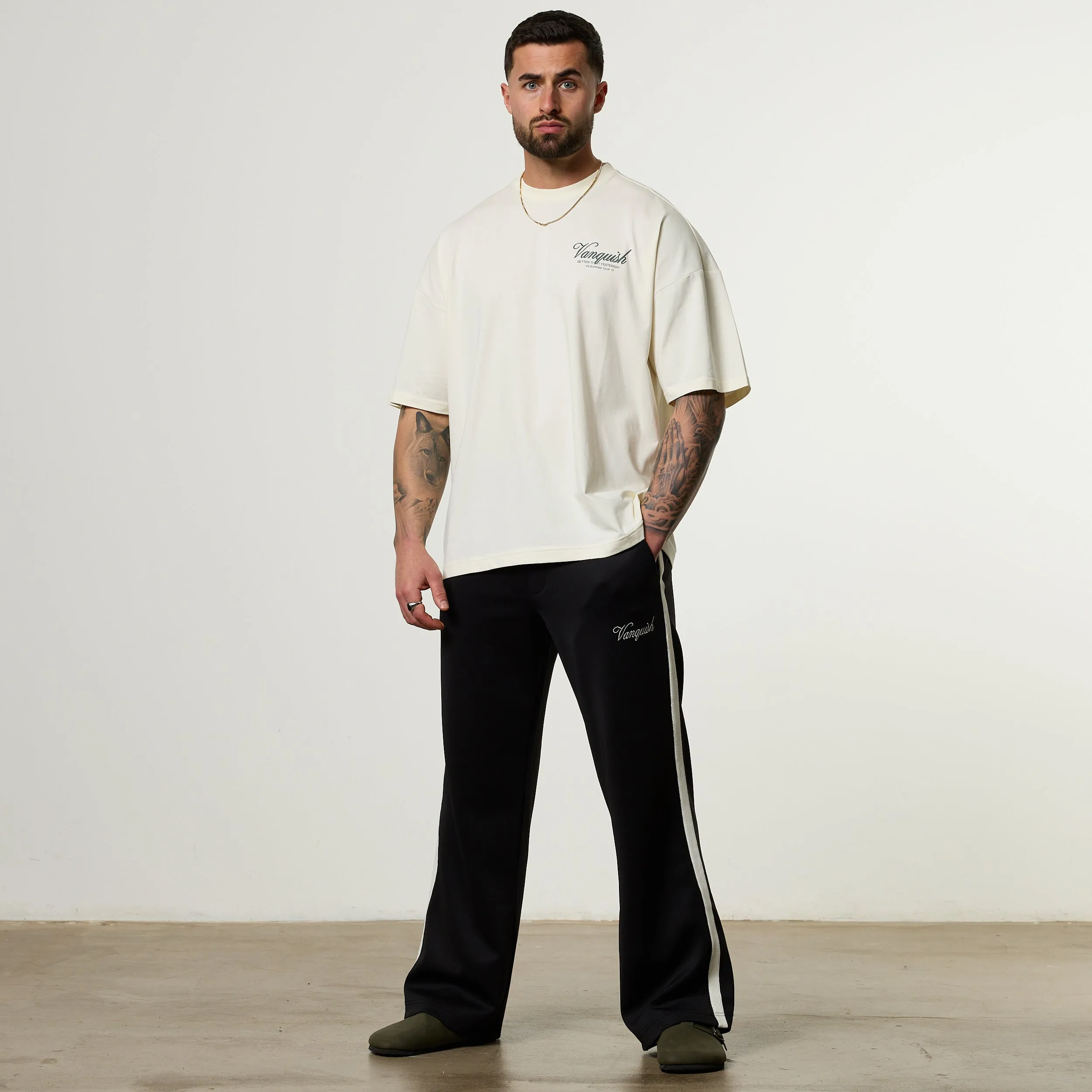 Vanquish Off Season Vintage White Oversized Boxy T Shirt sports performance Sustainable Dye Process