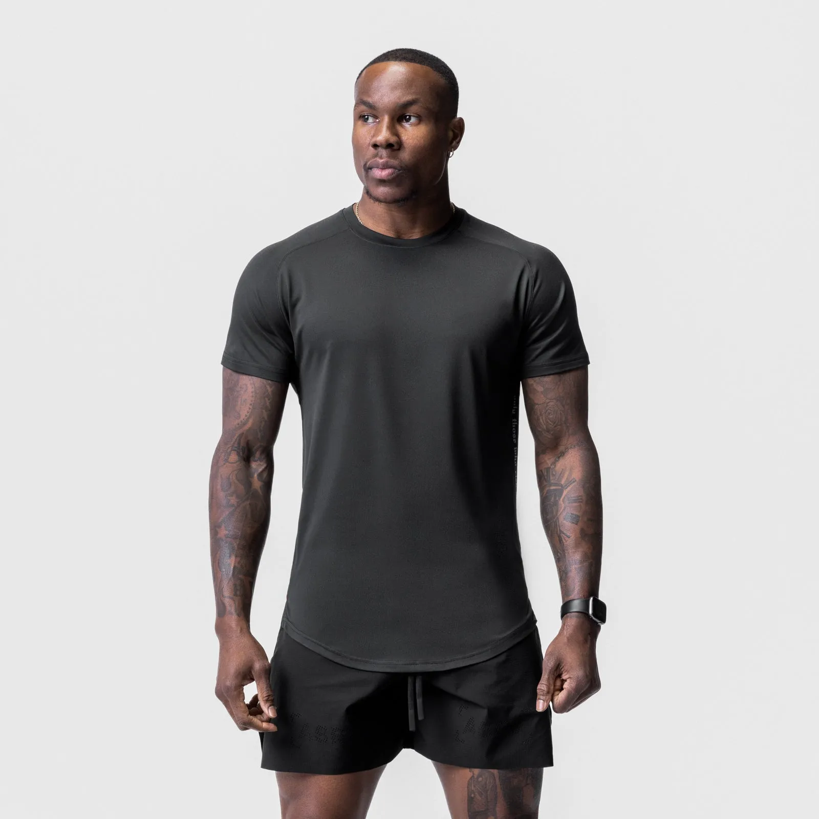 0716. Core Mesh Established Tee - Black Crew Neck Design