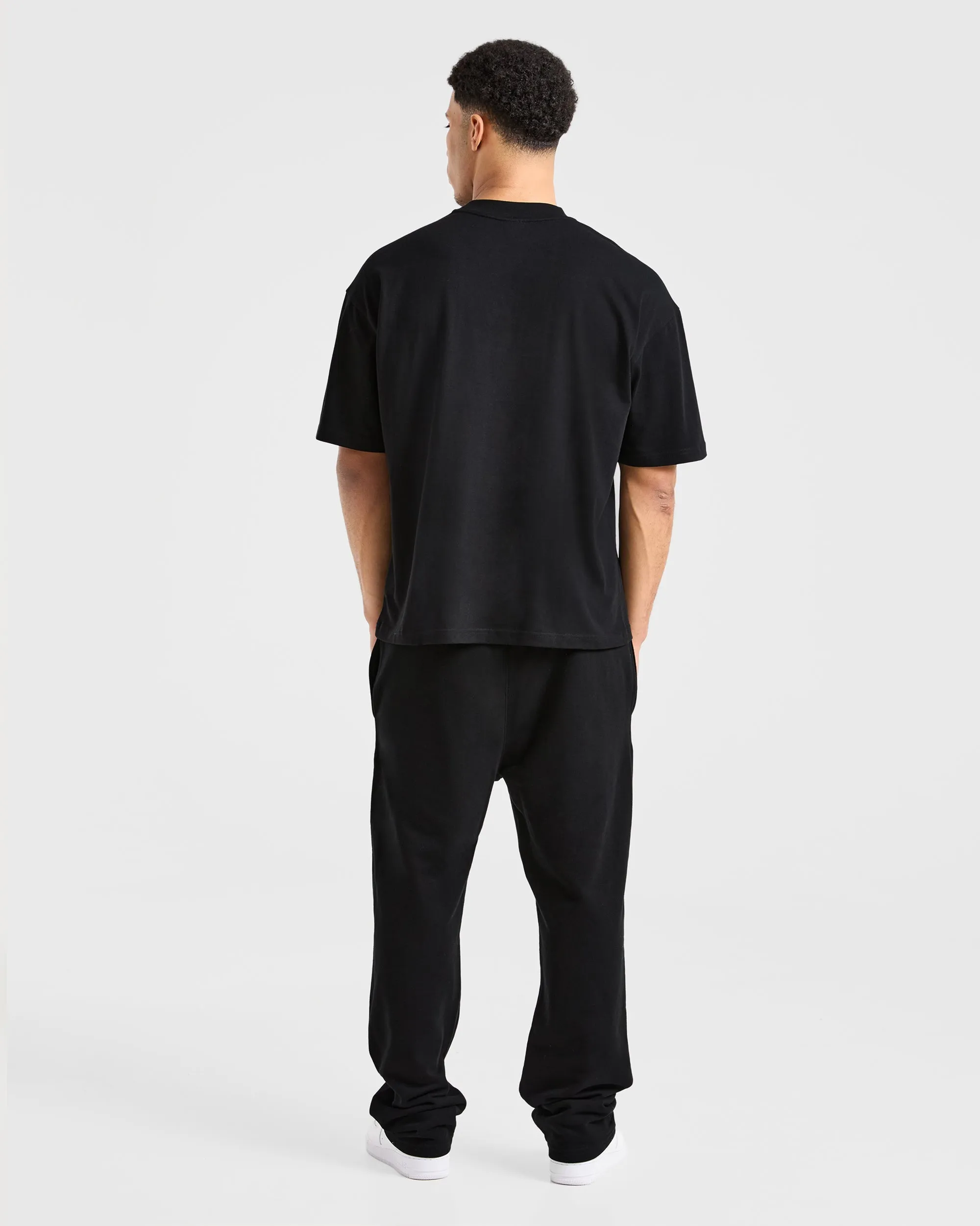Sports Club Dot Oversized T Shirt - Black Heat Transfer Printing