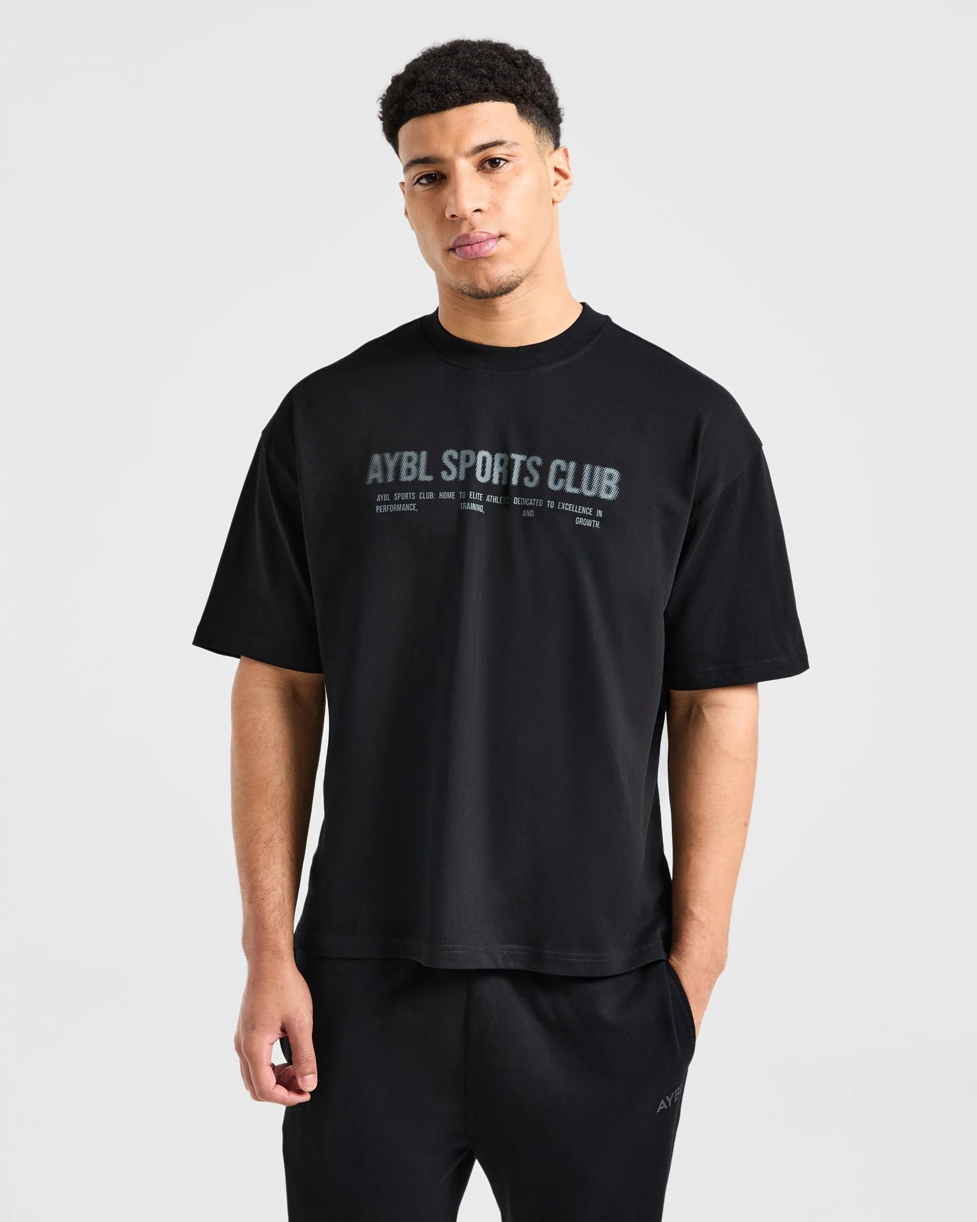 Unisex Core Eco Certified Fiber Sports Club Dot Oversized T Shirt - Black