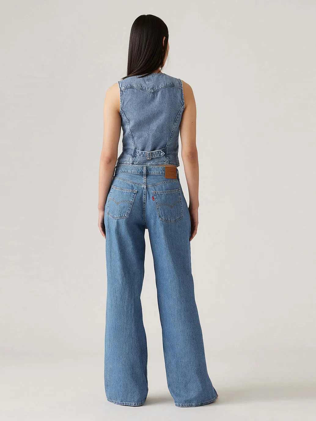 Weekend Getaway Stylish Women's Blue Baggy Dad Wide Leg Fit Low Rise Jeans