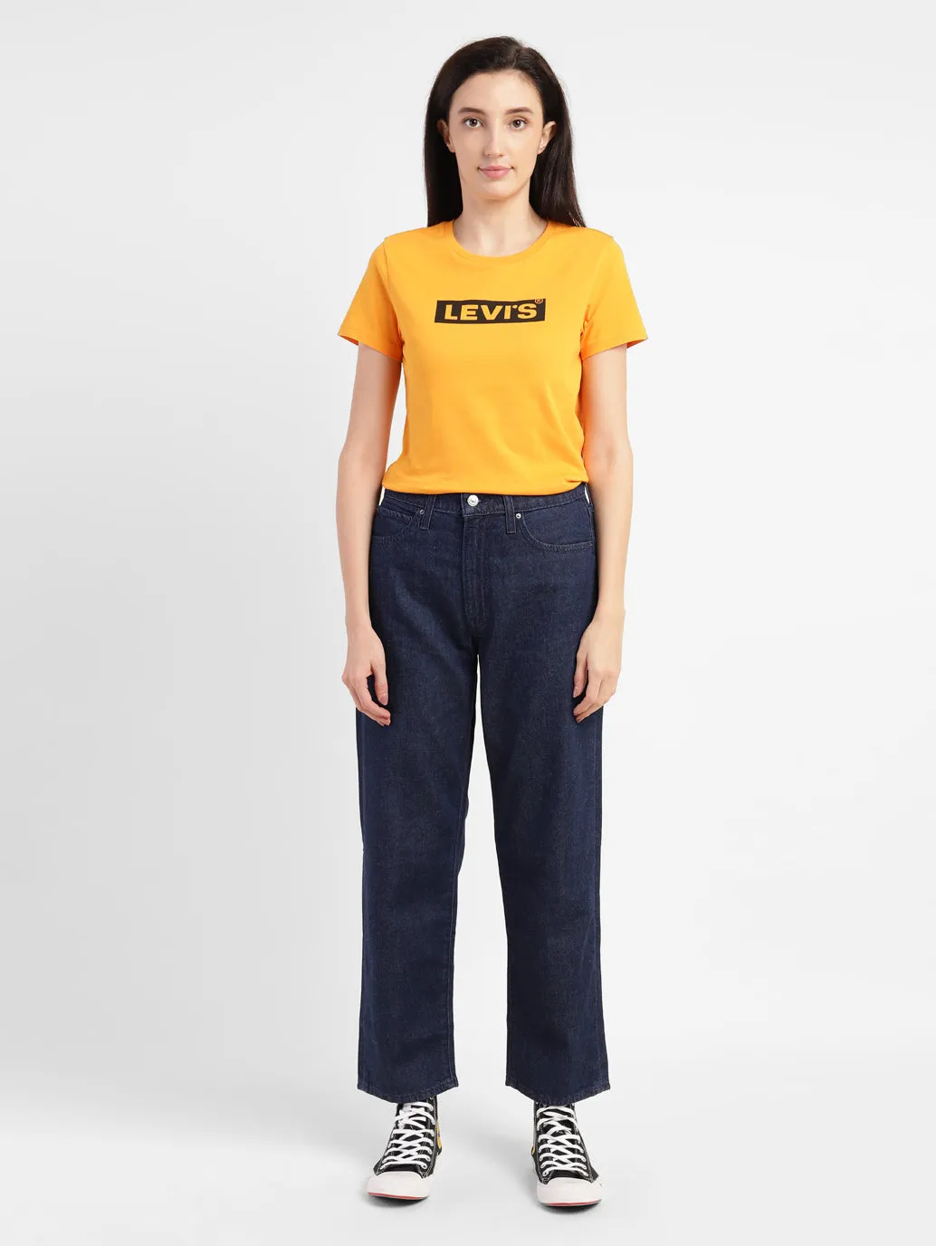 Neat Look Women's Navy Blue Baggy Fit Mid Rise Jeans