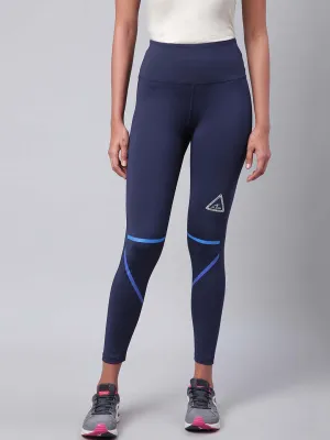 Alcis Women Navy Blue Solid Secure Fit Cropped Training Tights City Walk Pro Athlete