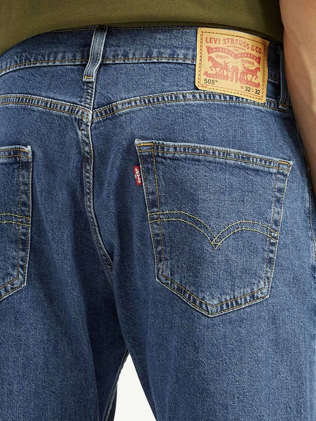 Men's 505 Blue Straight Fit Mid Rise Jeans Daily Wear Nature Lover On The Move