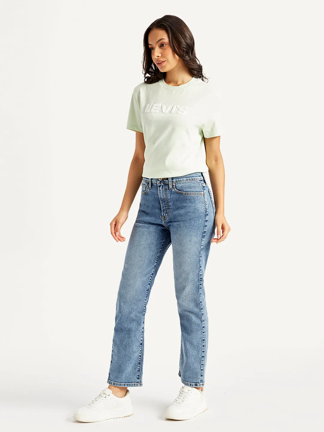 Women's Blue Wedgie Straight Fit Mid Rise Jeans Routine Wear Casual Friday Durable Athlete Fit