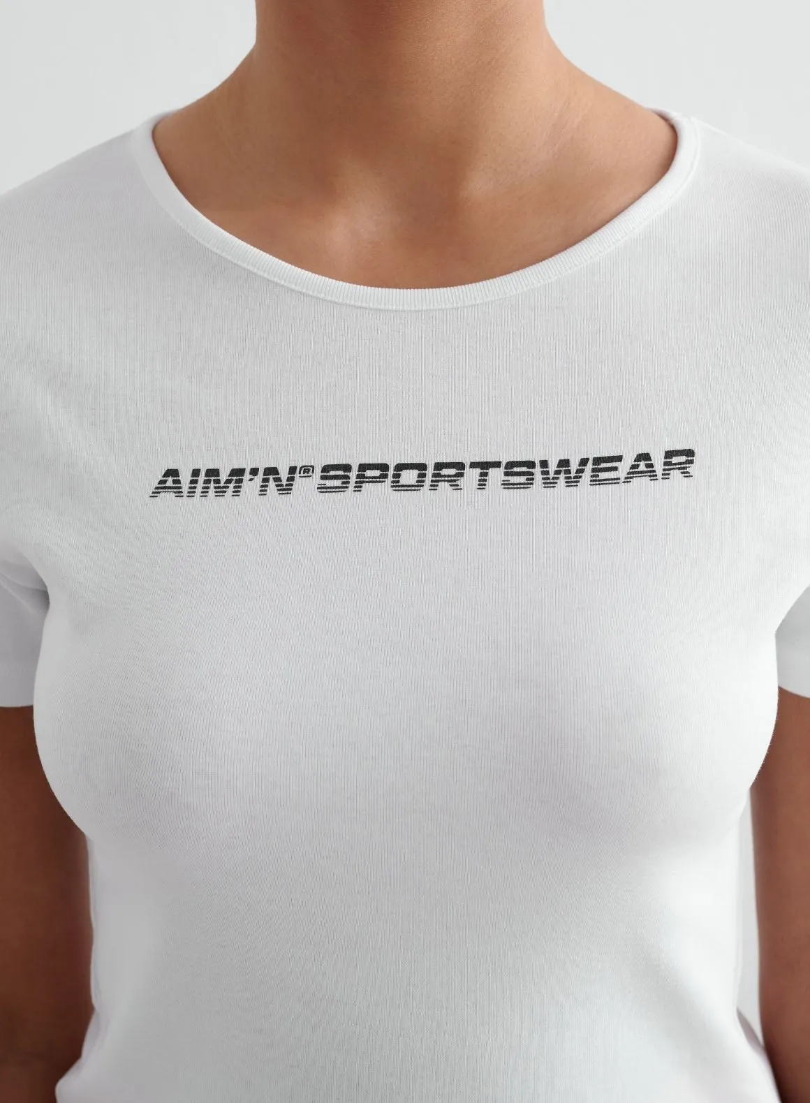 White Stretch T-shirt Multi Panel Design Fresh Trend