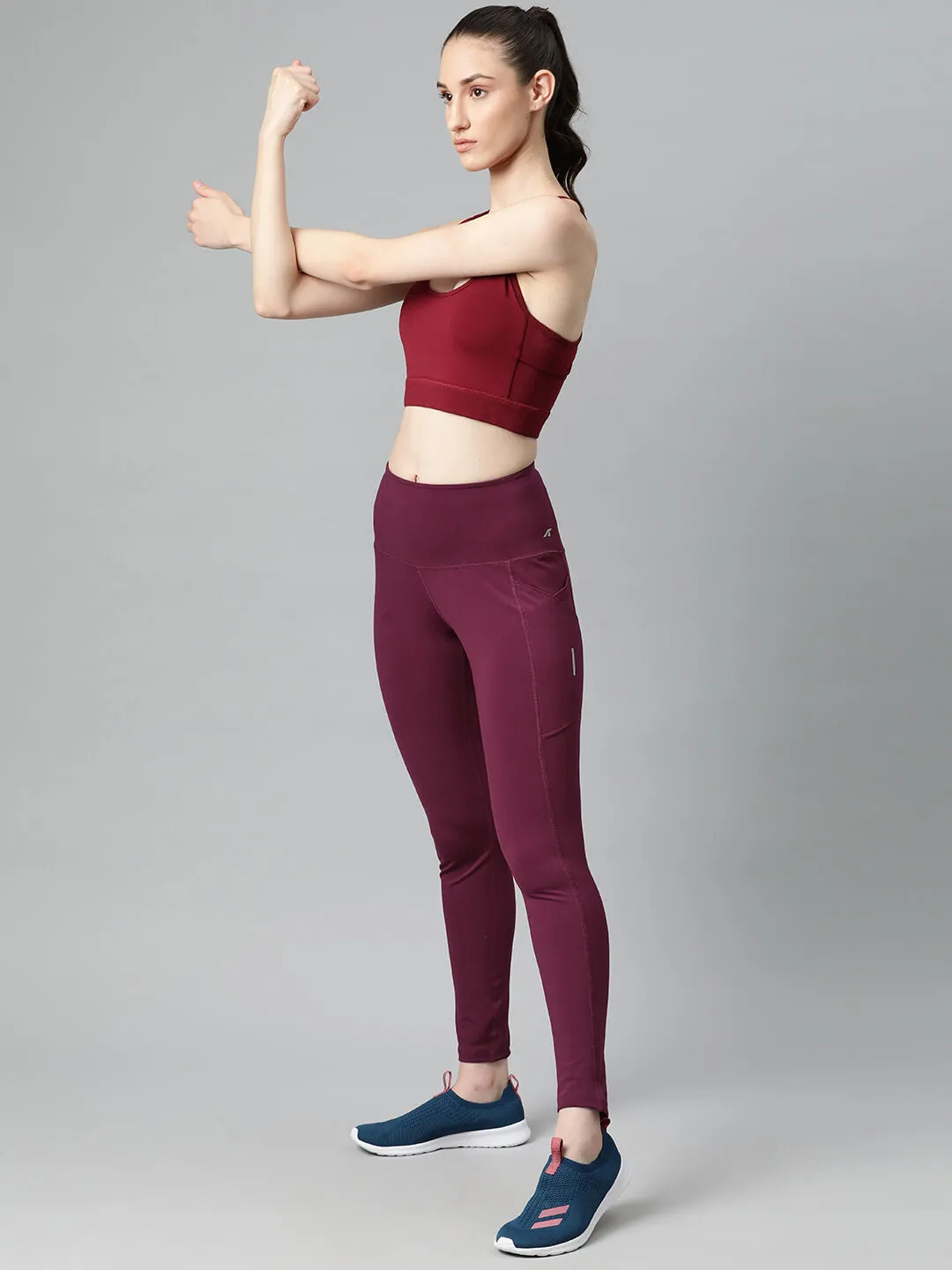 Alcis Women Solid Knitted Running Tights Outdoor Lover Anti Odor Postpartum Fit Eco Friendly