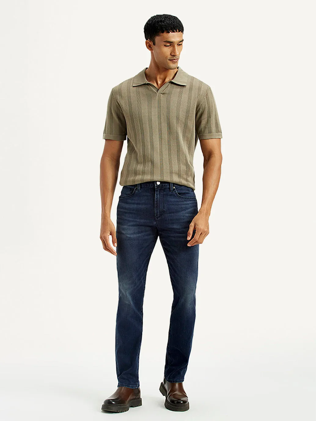 Men's Redloop 511 Dark Indigo Slim Fit Mid Rise Jeans Sustainable Denim Production Eco Friendly Fashion Lover Morning Stroll