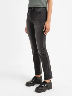 Heavyweight Denim Basic Attire Women's 312 Grey Straight Fit Mid Rise Jeans