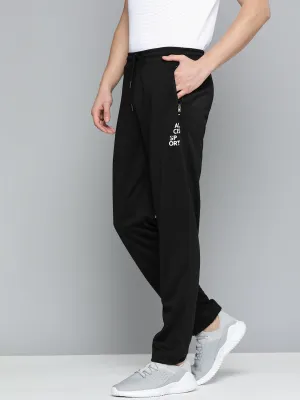 Alcis Men Black Typography Printed Slim Fit Track Pants pilling resistant UV protection coating