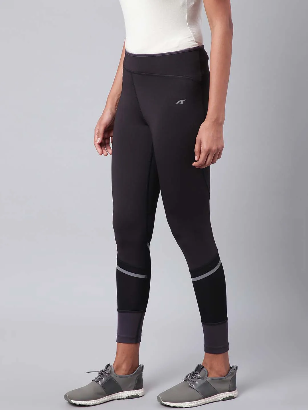 Alcis Women Black Drytech  Solid Cropped Training Tights All Season Park Run For Kids