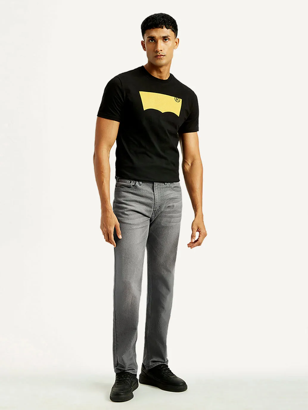 Picnic Style Creative Look Minimalist Style Advanced Stretch Recovery Men's 505 Light Grey Straight Fit Mid Rise Jeans