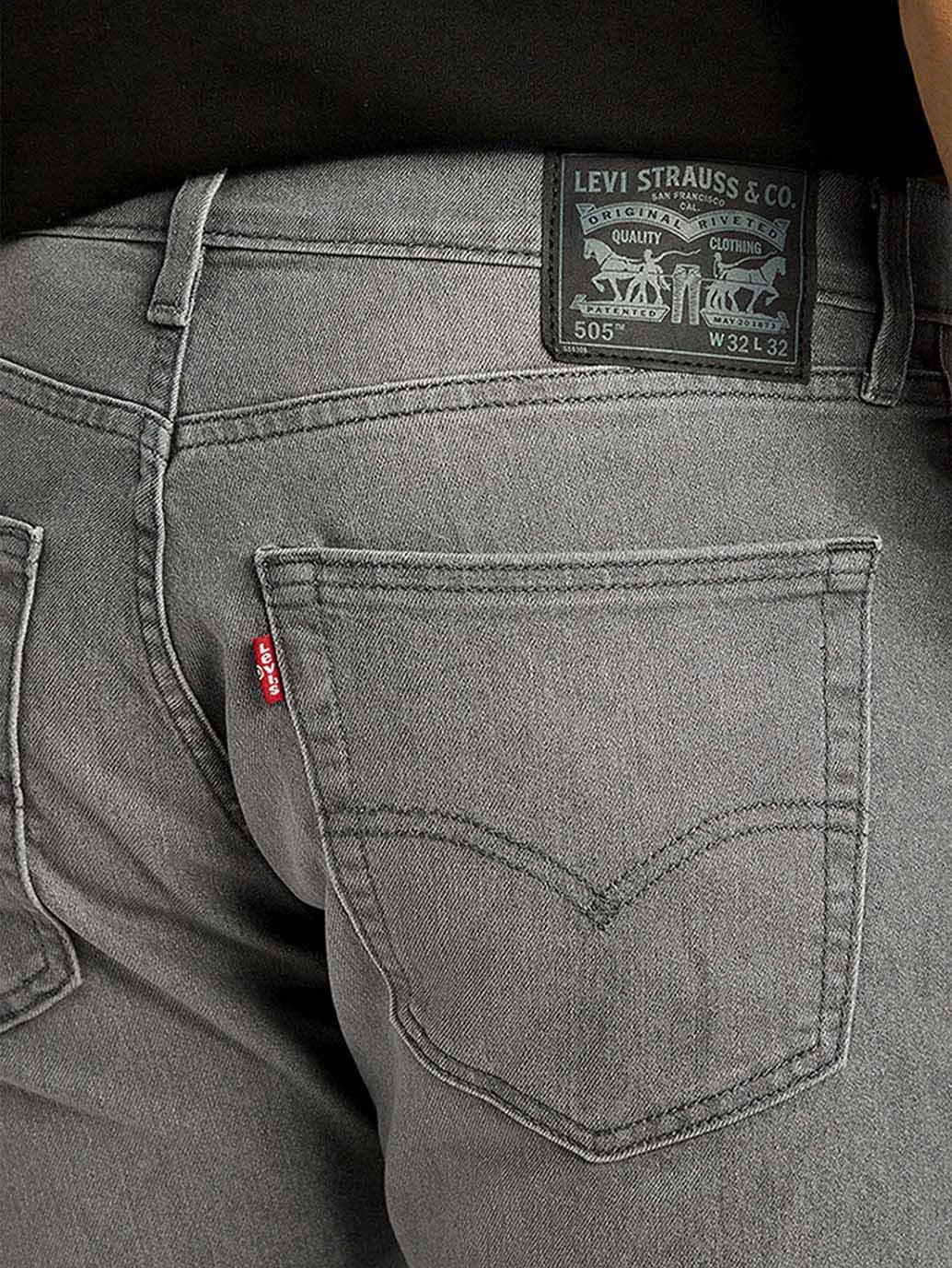 Fast Match Men's 505 Light Grey Straight Fit Mid Rise Jeans
