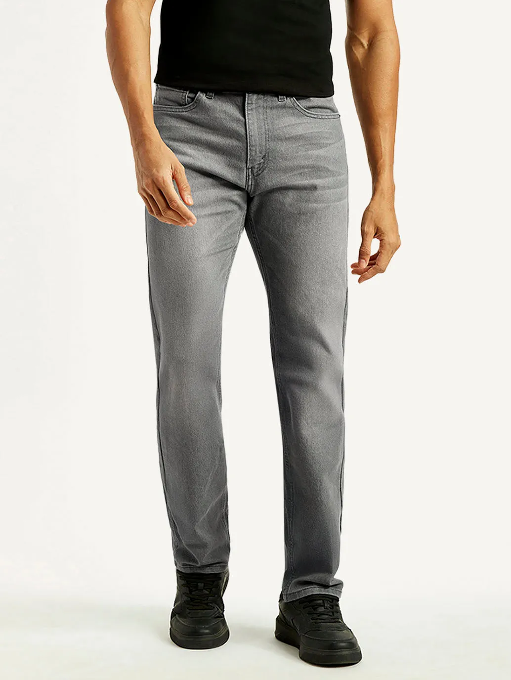 Spring Mood Smooth Work Meeting Men's 505 Light Grey Straight Fit Mid Rise Jeans