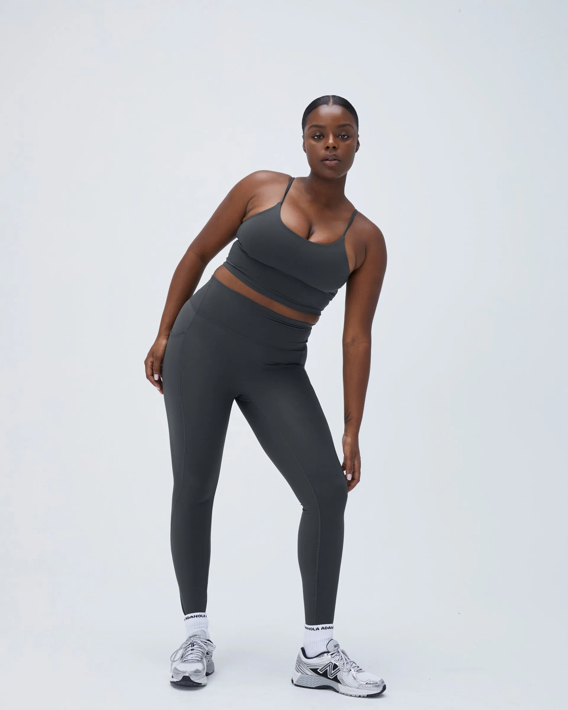 high waisted Breathable fabric Ultimate Pocket Leggings - Graphite Grey