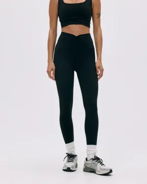 High Waist Ultimate Ruched Front Leggings - Black