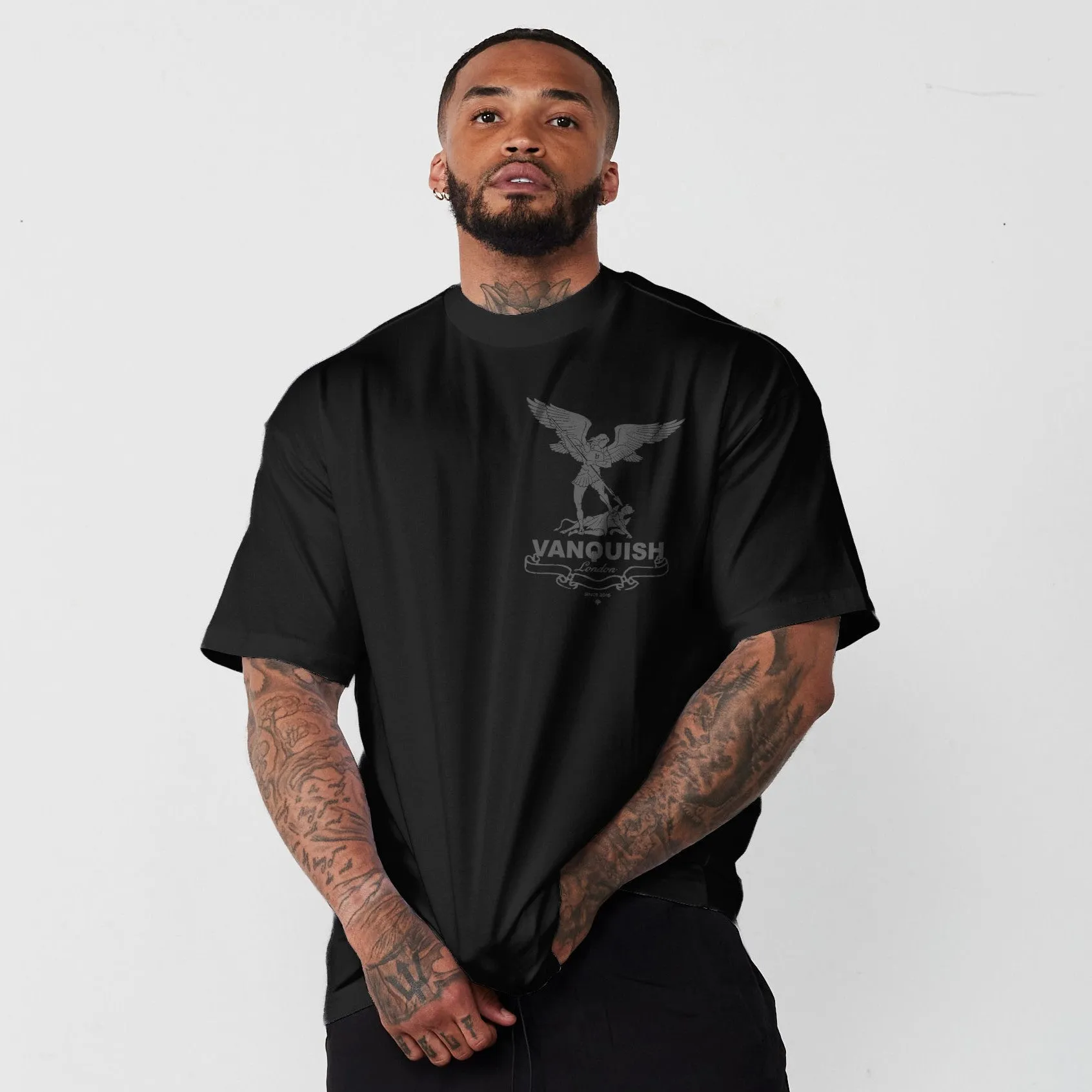 Fun Style Vanquish Revolve Saints Black Oversized T Shirt
