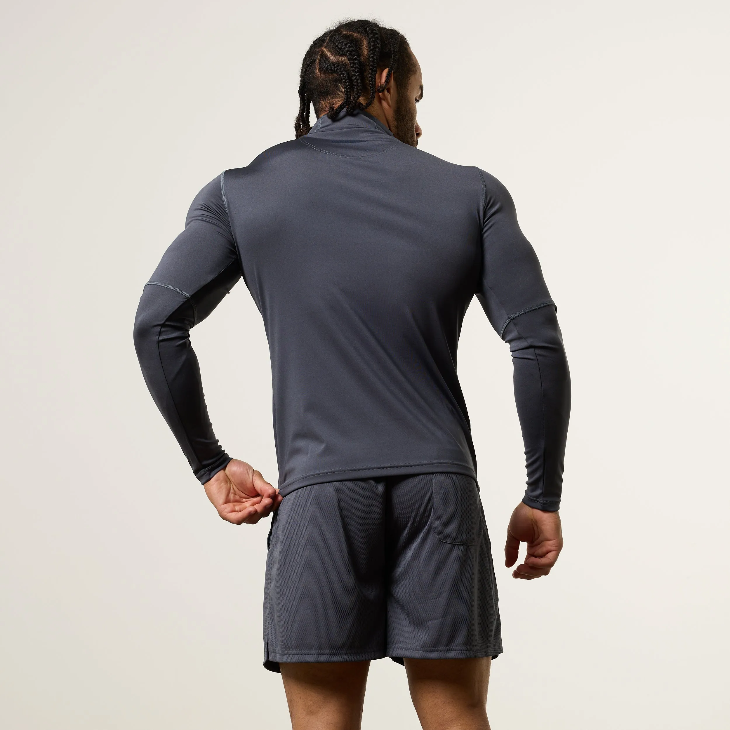 Contrast Stitching Accents Vanquish Essential V2 Performance Denim Blue 1/4 Zip Top