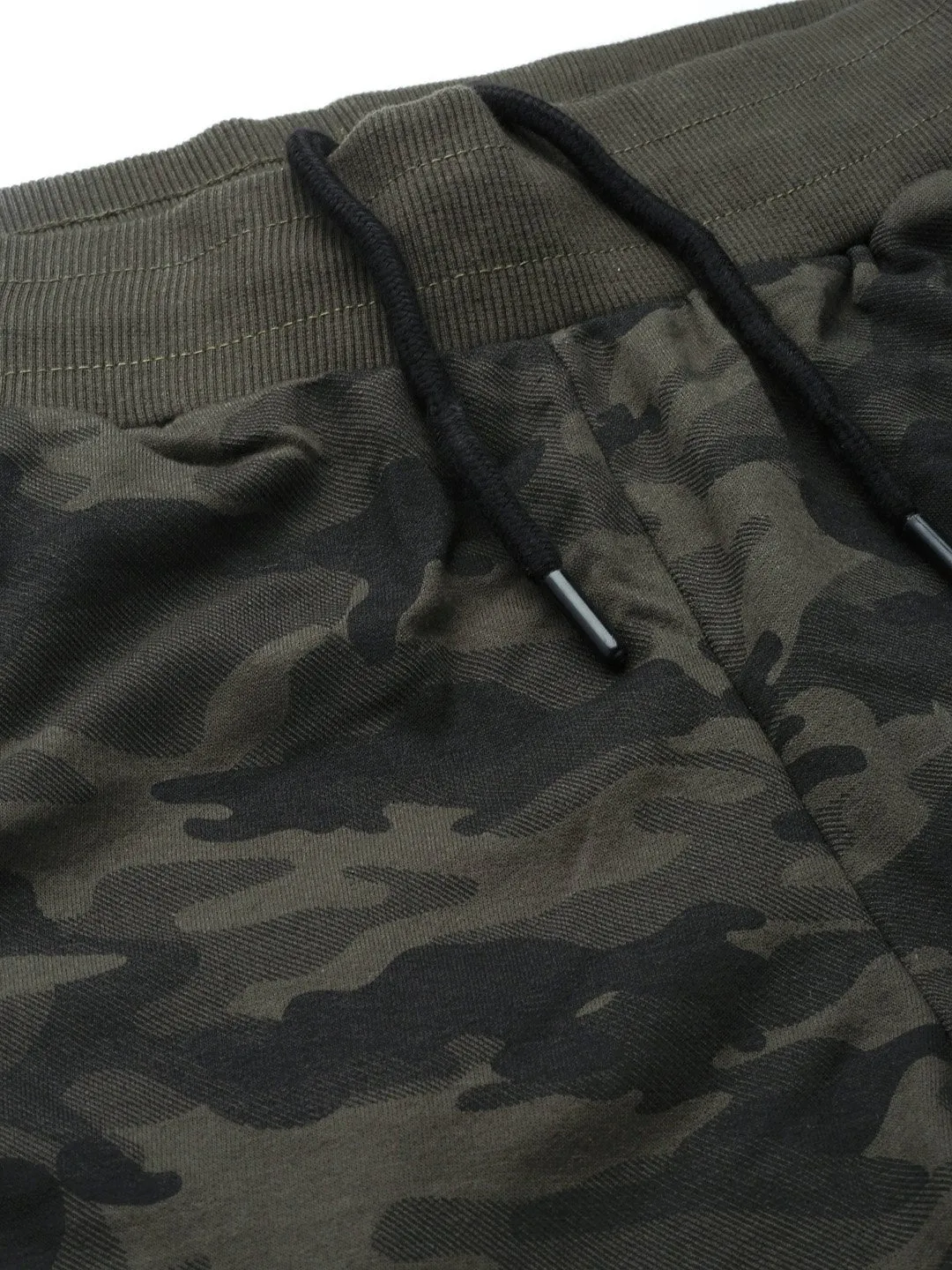 Low Bulk Lightweight Weave Alcis Men Olive Green Straight Fit Camouflage Printed Joggers
