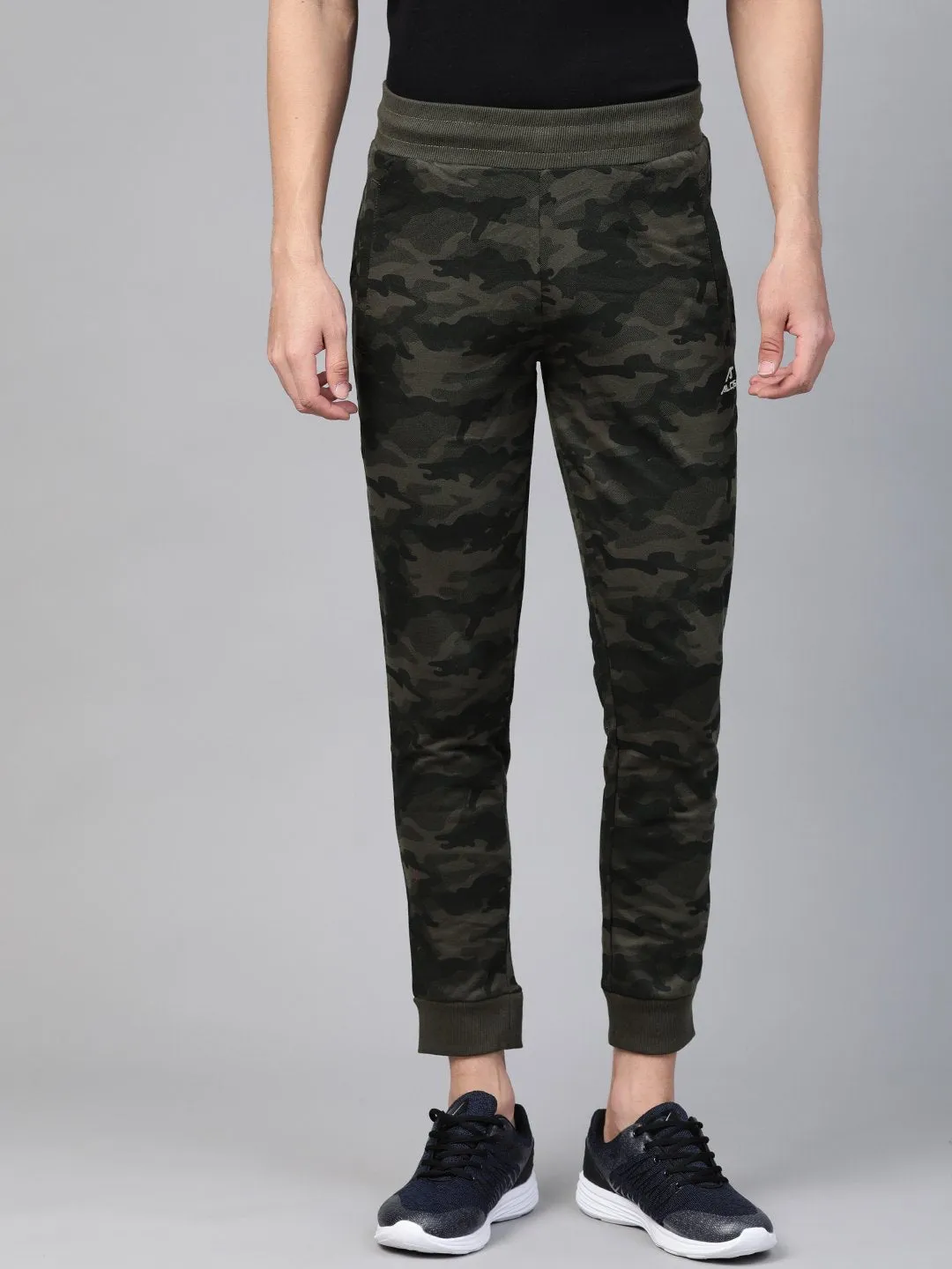 WaterRepellentCoating Simple Fit Alcis Men Olive Green Straight Fit Camouflage Printed Joggers