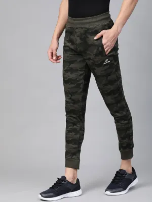Weather Flex Flex Fit Alcis Men Olive Green Straight Fit Camouflage Printed Joggers
