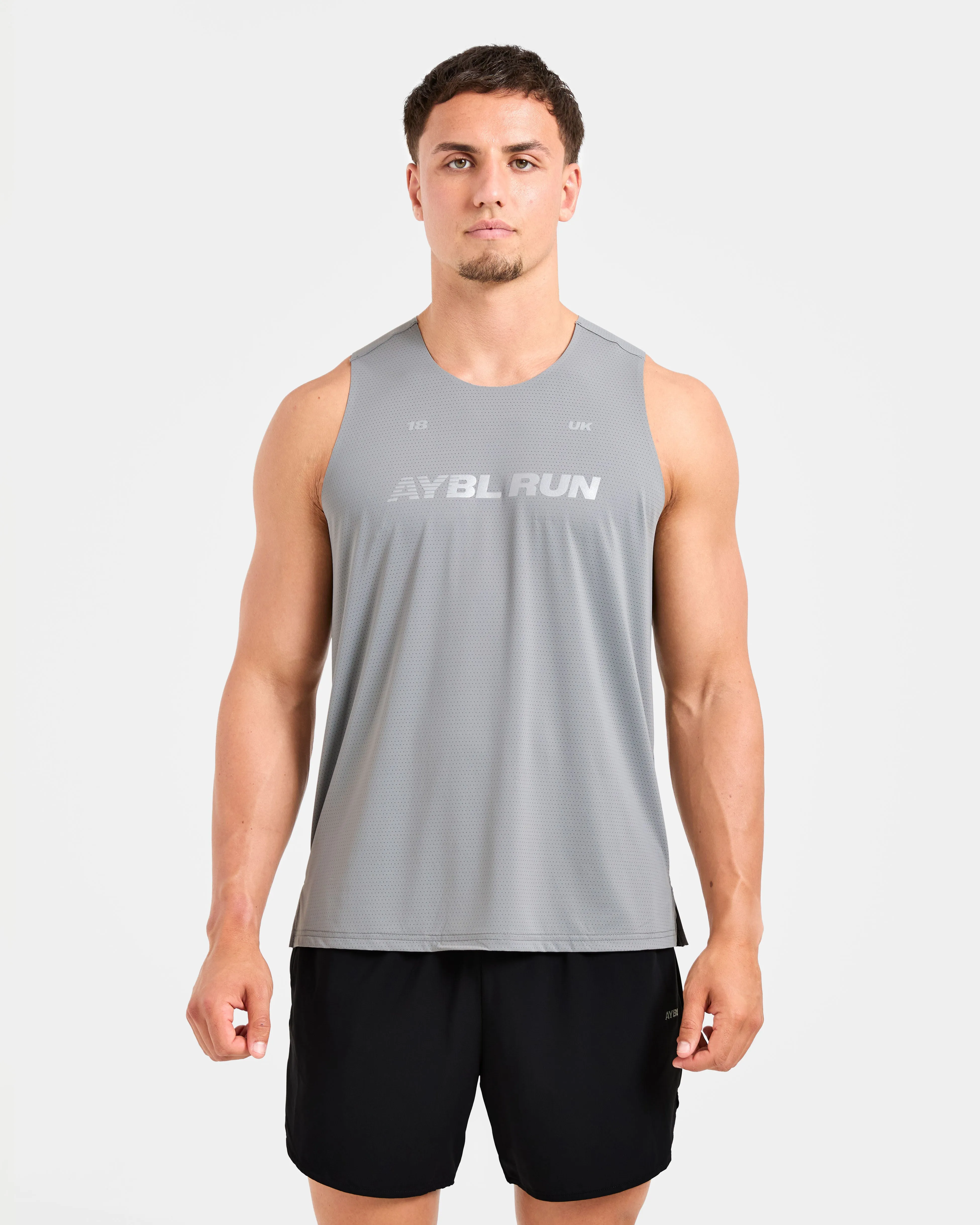 Run Loose Tank - Thunder Grey Fashion Stretch Smooth zipper closure