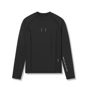 0908. WarpFlexx? Compression Mock Neck Long Sleeve - Black "Space Bracket" Breathable Knit Fabric Glossy Look