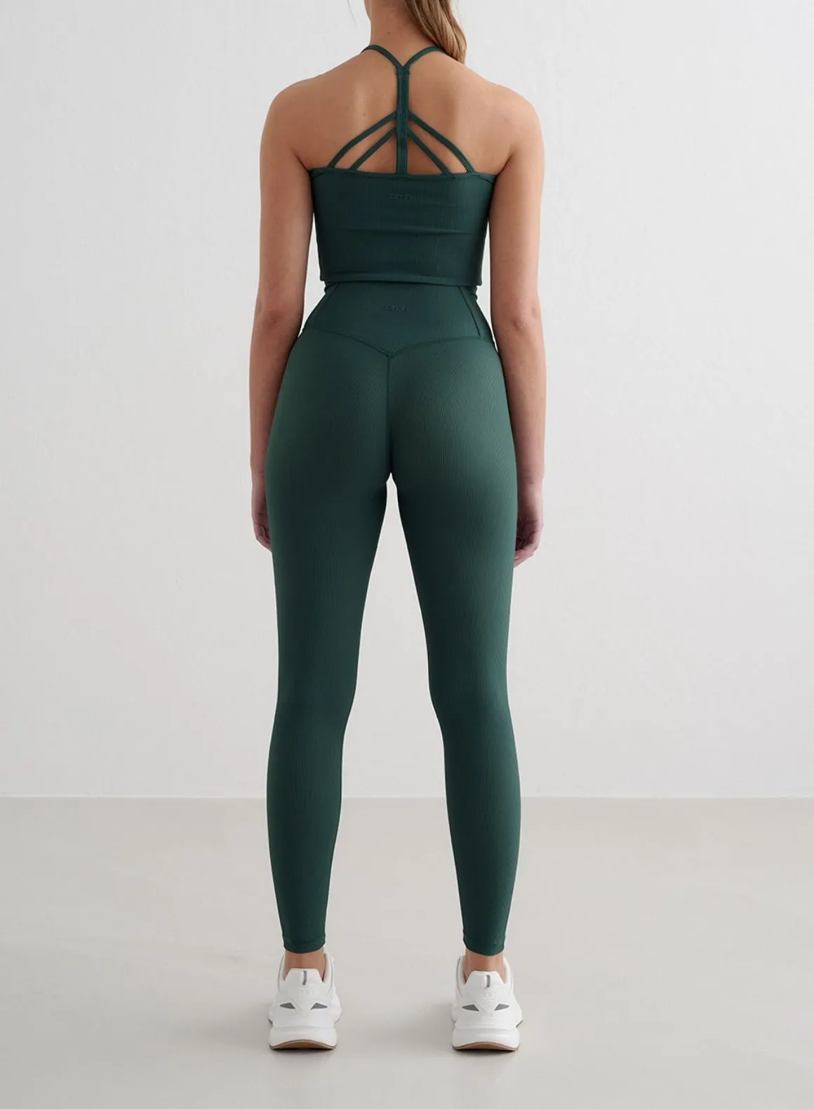 Deep Emerald Ribbed Performance Tights Smooth Lining Technology