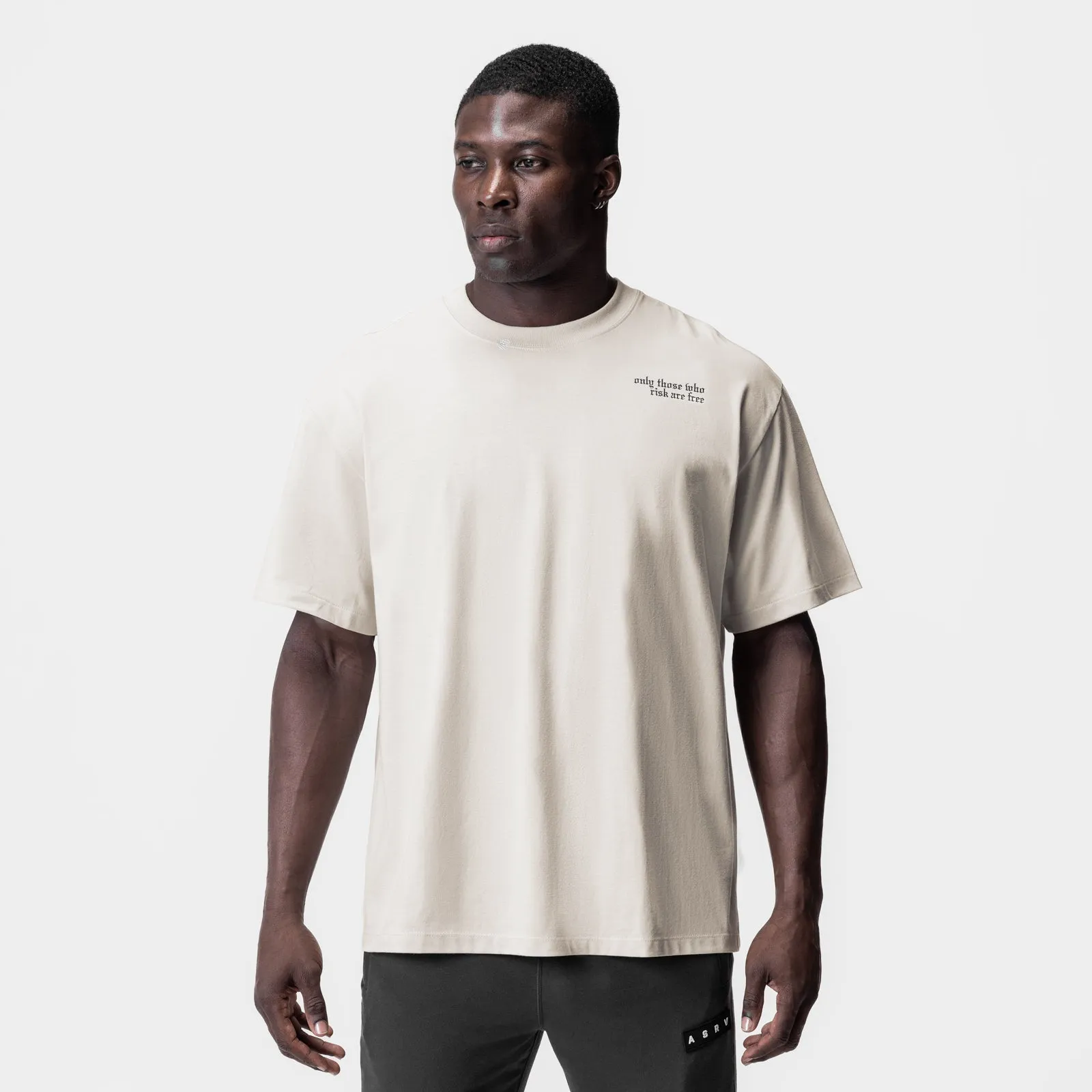 Ethically Sourced Materials NoSideSeams 0797. Tech Essential? Relaxed Tee - Stone "Brush Wings/ASRV"