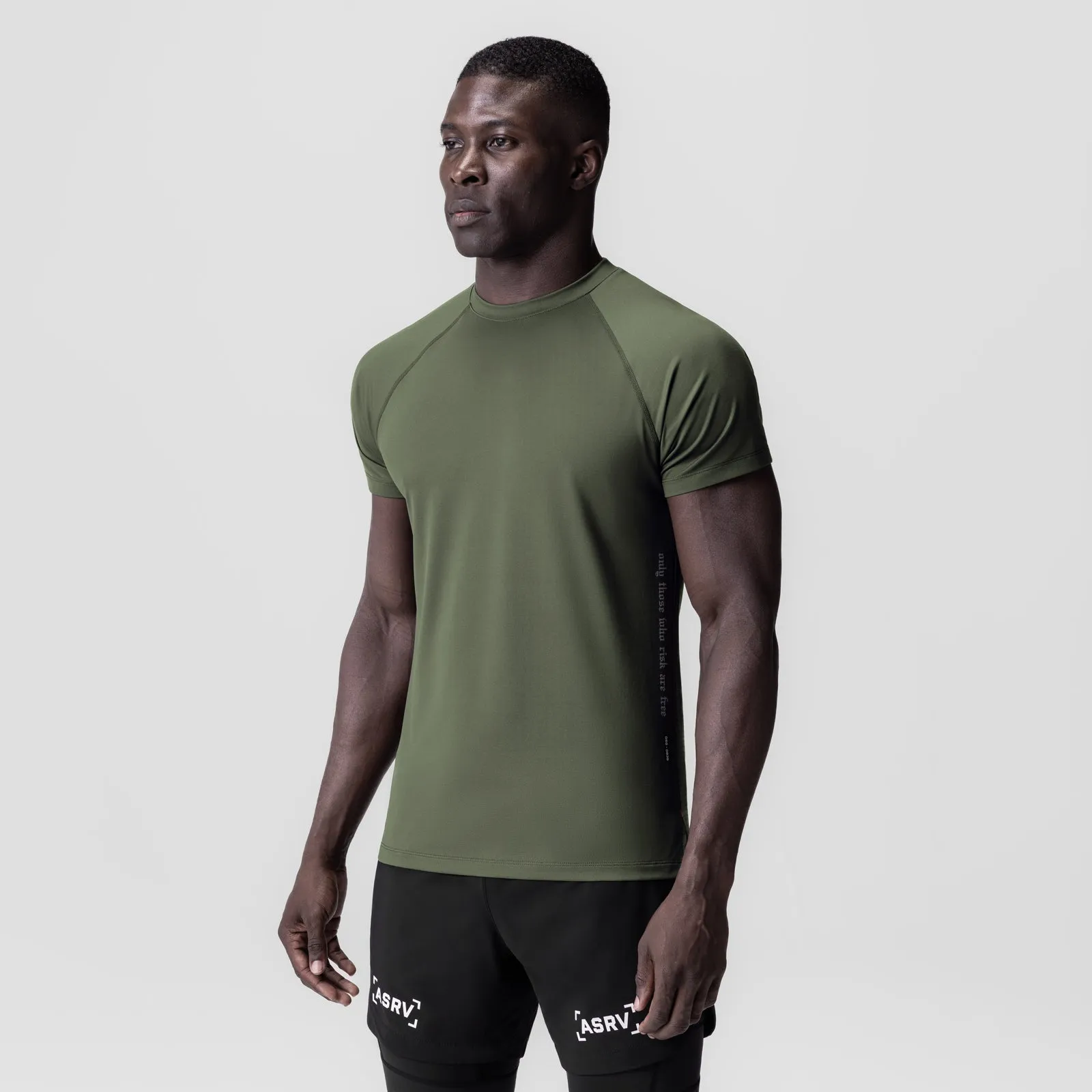0839. 3D-Lite? 2.0 Lycra? Fitted Tee - Olive "OTWR" MultipurposeUse Flexible Neckband