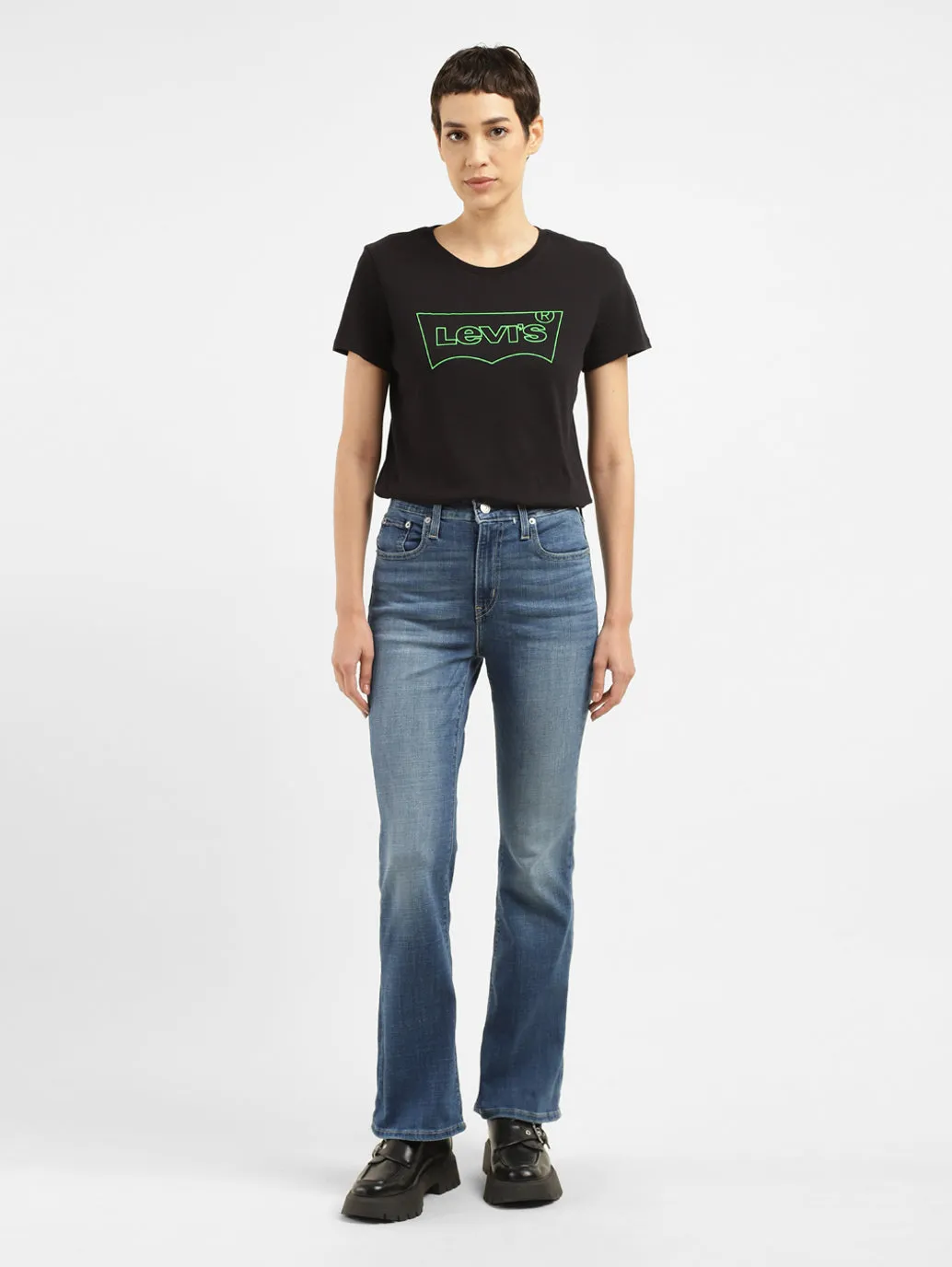 General Option Women's 725 Blue Flared Fit High Rise Jeans