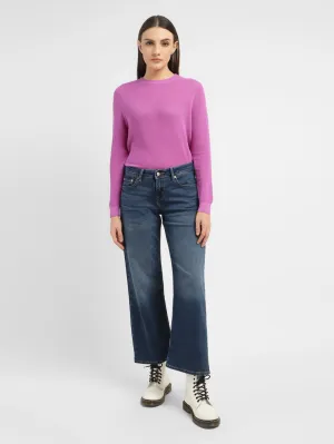 Refined Detail Women's Blue Loose Fit Low Rise Jeans