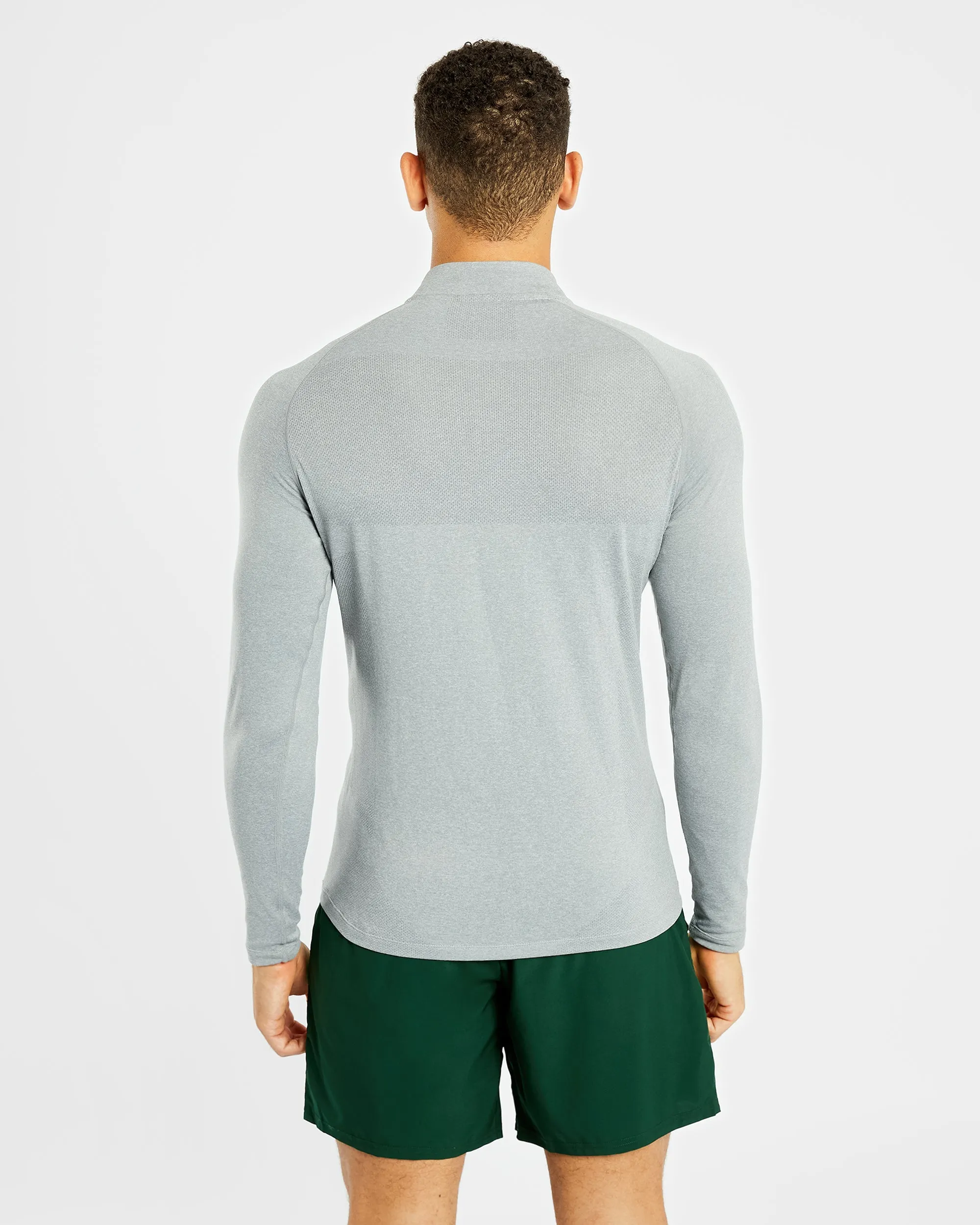 Beach club style Adjustable Drawstrings Essential Seamless 1/4 Zip Pullover - Grey Marl