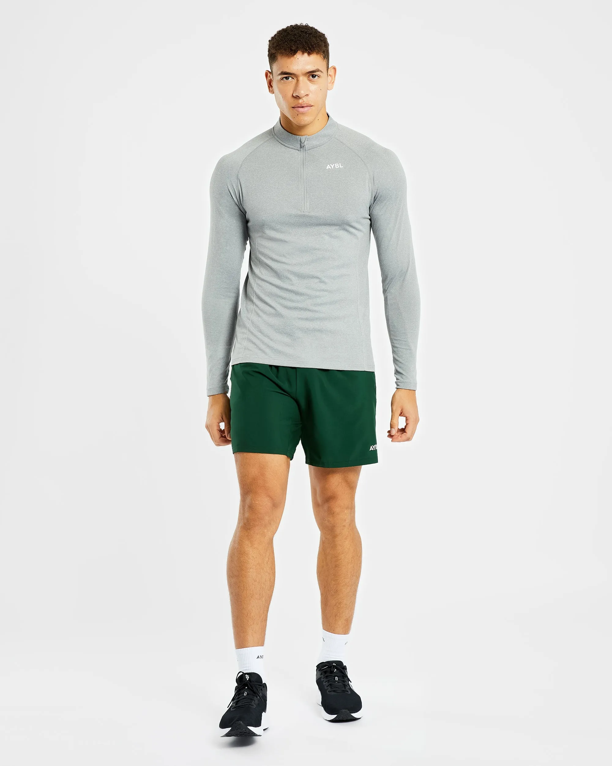 Urban appeal High Collar Coverage Essential Seamless 1/4 Zip Pullover - Grey Marl