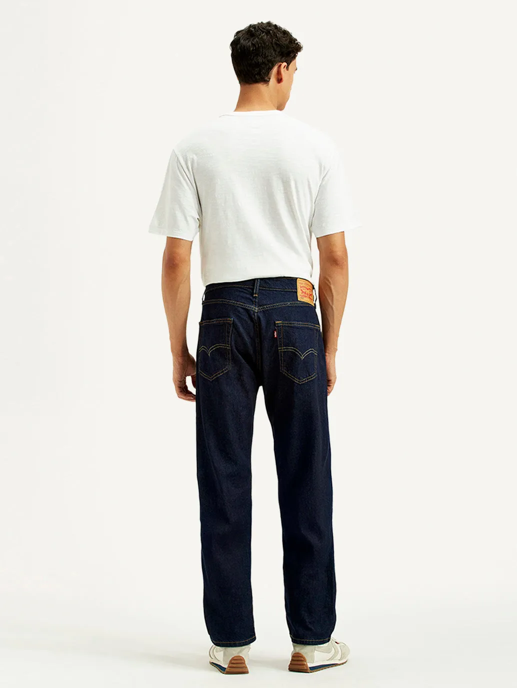 Youth Style Student Outfit Men's 505 Navy Blue Straight Fit Mid Rise Jeans
