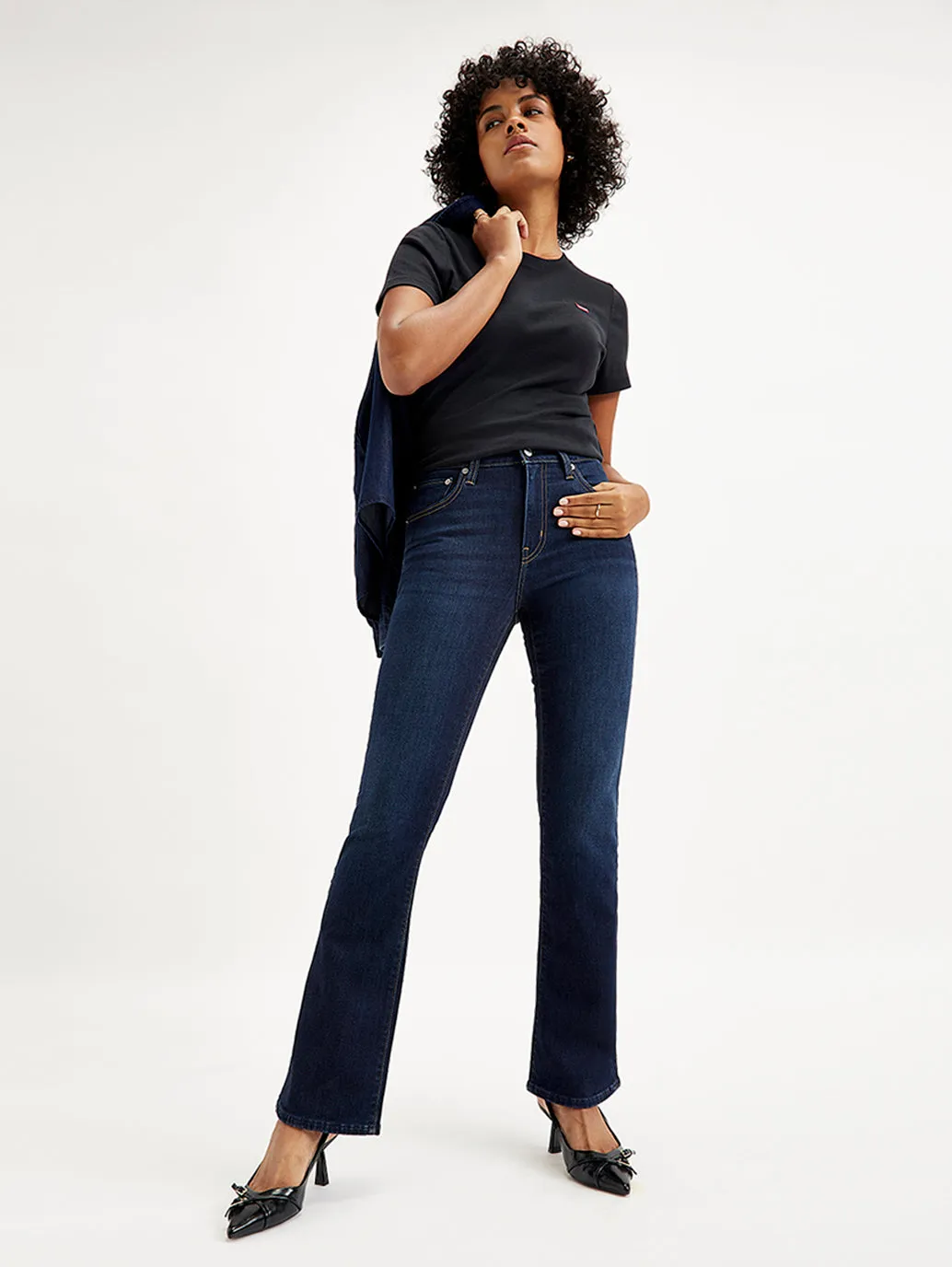 Smart Fit Women's 725 Navy Blue Flared Fit High Rise Jeans