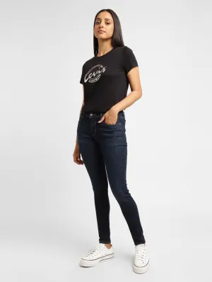 Women's 710 Blue Skinny Fit Mid Rise Jeans Relaxed Style Smart Casual Minimalist Style