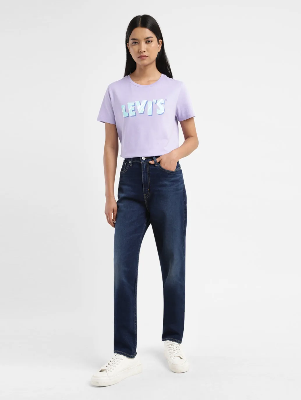 Women's Navy Blue Mom Loose Fit High Rise Jeans Premium Party Look