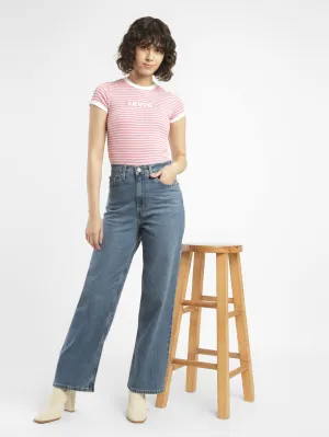 Active Wear Comfortable clothing Women's Blue Loose Fit High Rise Jeans