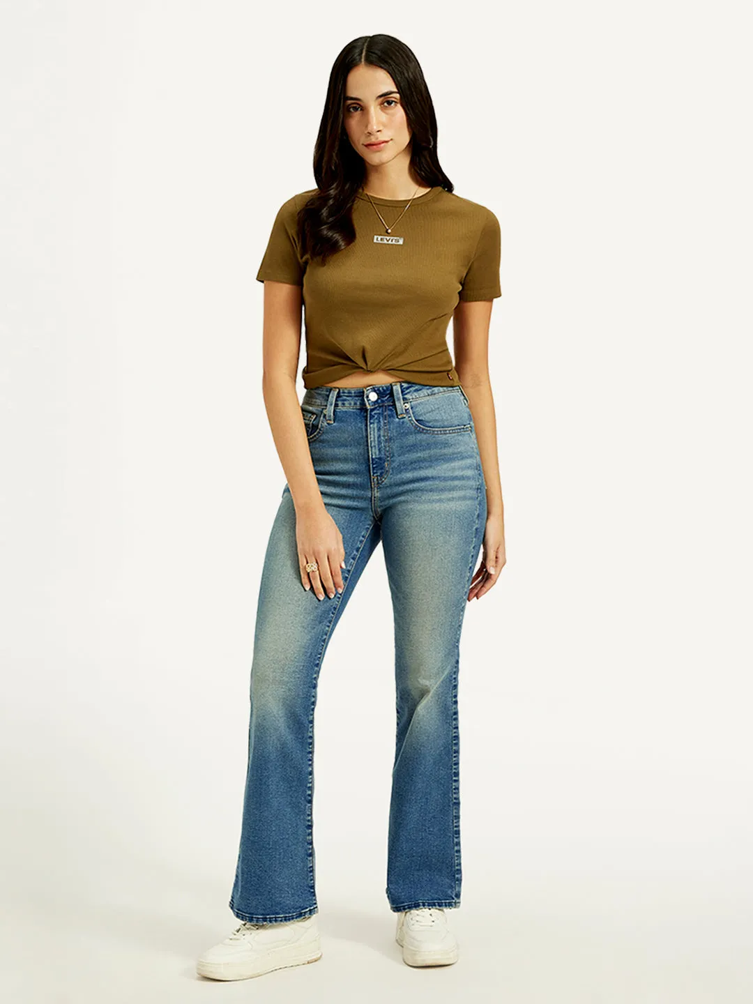 Women's 726 Blue Flared Fit High Rise Jeans Layer game Daily Wear Festival Outfit
