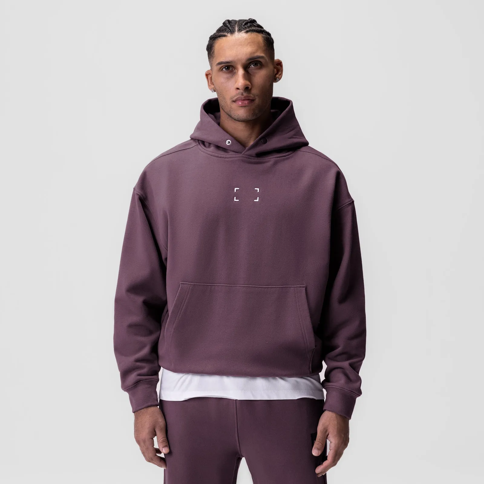 0648. Tech-Terry? Hoodie - Deep Purple "Space Bracket" Heavyweight Fabric