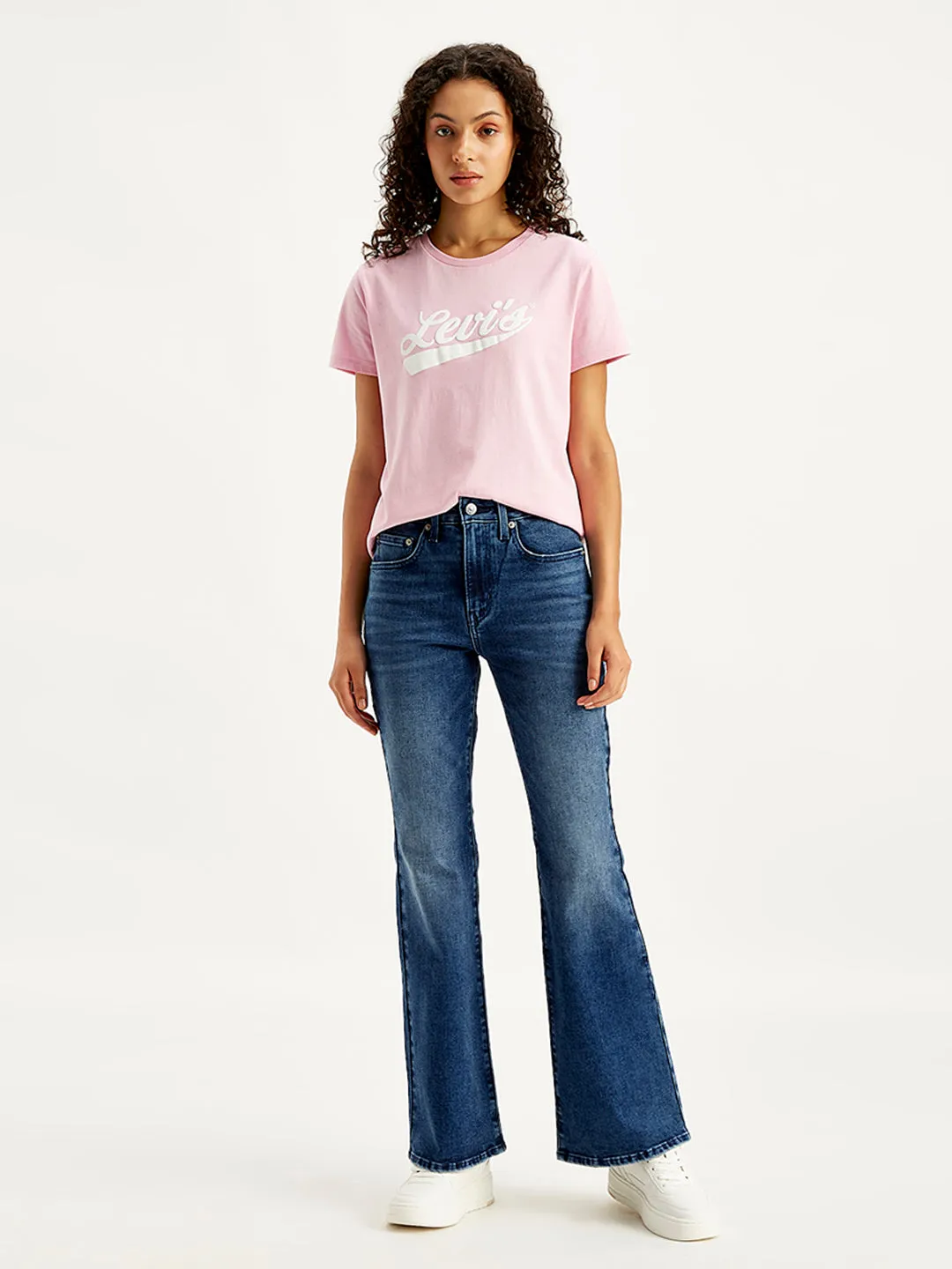 Breathable fabric Women's 726 Blue Flared Fit Mid Rise Jeans